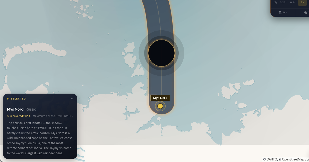 Interactive Eclipse Map Solar Eclipse Feb 2027 Map — Ring of Fire Path & Local Times | Helioclipse